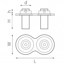 i627274 Светильник INTERO TUBO LED 10W*2 500LM*2 60G ЧЕРНЫЙ 4000K (217627+217274+217274)