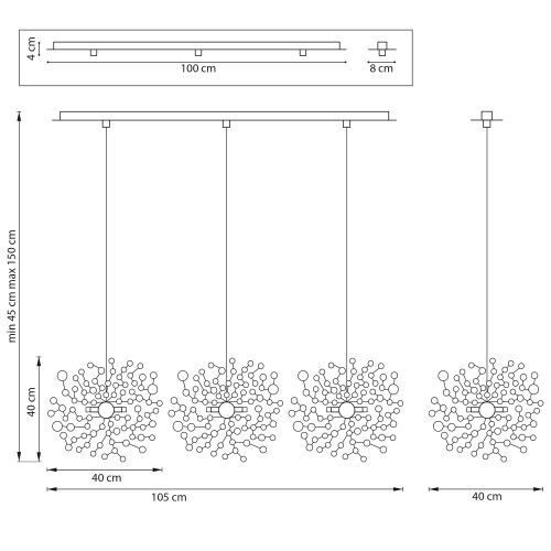L3PL721134 Подвес тройной линейный EXTRA 3x3x5W(led) G9  (721134 - 3 + 572124 -1) ХРОМ