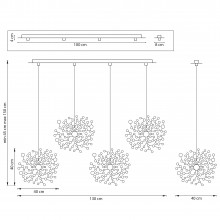 L4PL721132 Подвес четверной линейный EXTRA 4x3x5W(led) G9  (721132 - 4 + 572142 -1) ЗОЛОТО