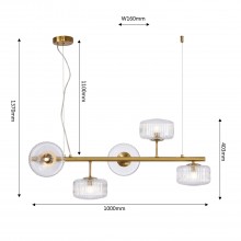 4051-5P, подвесная люстра, L1000xW160xH440/1370, 5xG9x28W, excluded