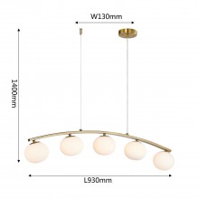 4055-5P, подвесная люстра, L930xW130xH250/1400, 5xG9x28W, excluded