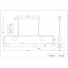 4072-6P, подвесная люстра, L1200xW240xH200/1200, 6xG9LEDx10W, excluded + LEDx18W, 700LM, 4000K, incl