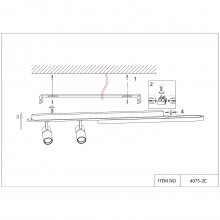 4075-2C, потолочный светильник, L1000xW120xH160, LEDx50W, 2200-4200LM, 3000-6000K, included, remote 