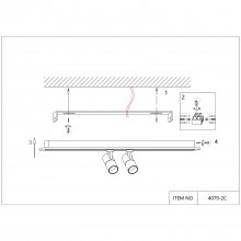 4079-2C, потолочный светильник, L800xW100xH160, LEDx45W, 1500-3000LM, 3000-6000K, included, remote c