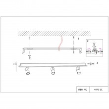 4079-3C, потолочный светильник, L1000xW100xH160, LEDx60W, 2200-4200LM, 3000-6000K, included, remote 