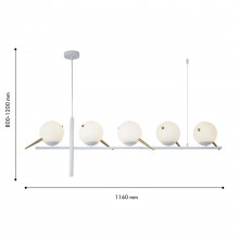4107-5P, подвесная люстра, L1160xW150xH800/1200, 5xE27x60W, excluded