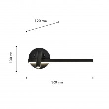 4169-2W, настенный светильник, D120xW360xH130, LEDx7W + 1xLEDx3W, 450LM, 4000K, included, switch