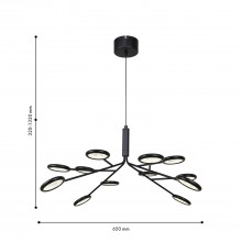4252-12P, подвесная/потолочная люстра, D650xH320/1320, 12xLEDx3W, 3060LM, 4000K, included