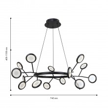 4252-15P, подвесная люстра, D740xH400/1100, 15xLEDx3W, 3825LM, 4000K, included