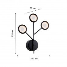 4252-3W, настенный светильник, D70xW280xH350, 3xLEDx3W, 765LM, 4000K, included