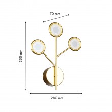 4253-3W, настенный светильник, D70xW280xH350, 3xLEDx3W, 765LM, 4000K, included