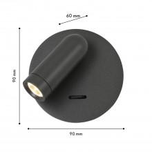 4499-1W, настенный светильник, D60xW90xH90, LEDx3W, 200LM, 4000K, included, switch