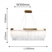 4189-14P, подвесная люстра, L1000xW300xH350/1300, 14xG9x40W