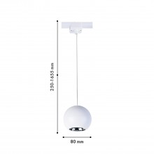 4228-1P, трековый светильник, D80xH1650, LEDx8W, 42V, 400LM, 3000-6000K, CRI>90