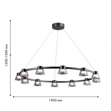 4247-12P, подвесная люстра, D1000xH1200/1500, 12xLEDx5W, 1440LM, 4000K