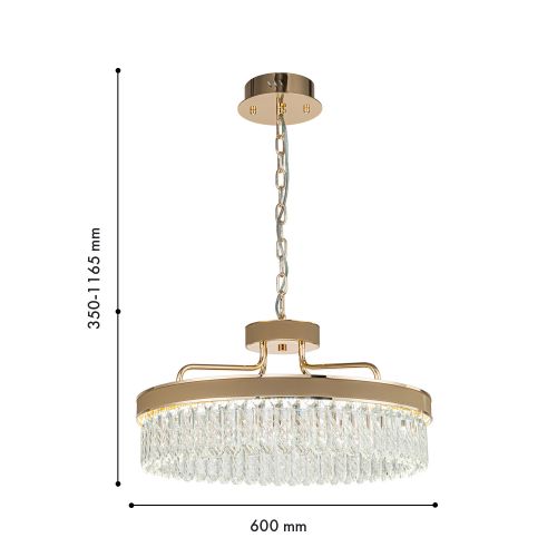 4304-6P, подвесная люстра, D600xH350/1165, LEDx60W, 7635LM, 3000K/4000K/6000K