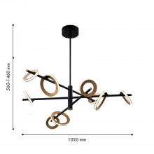 4322-9P, подвесная люстра, D1020xH560/1460, 3xLEDx7W + 6xLEDx5W, 4080LM, 4000K