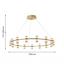 4323-15P, подвесная люстра, D1000xH170/1800, 15xLEDx3W, 3600LM, 4000K