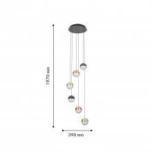 4371-6P, подвесная люстра, D390xH1970, 6xLEDx5.3W, 2240LM, 4000K, CRI>90
