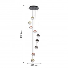 4371-9P, подвесная люстра, D430xH2170, 9xLEDx5.3W, 3360LM, 4000K, CRI>90