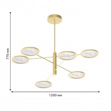 4374-6P, подвесная люстра, D1200xH770, 6xLEDx9W, 3240LM, 4000K, CRI>90