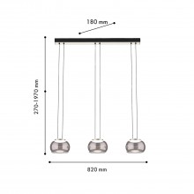 4376-3P, подвесная люстра, L820xW180xH270/1970, 3xLEDx7W, 1470LM, 4000K, CRI>90