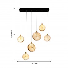 4488-6P, подвесная люстра, L730xW100xH550/1500, LEDx40W, 2749LM, 4000K