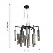 4501-15P, подвесная люстра, D555xH435/1635, 15xG9x25W