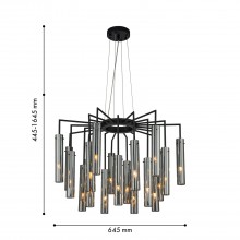 4501-21P, подвесная люстра, D645xH445/1645, 21xG9x25W