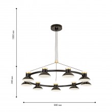 4516-9P, подвесная люстра, D880xH300/1800, 9xLEDx10W, 7200LM, 4000K