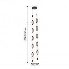 4560-2PC, подвесная/потолочная люстра, D200xH1780/2780 + D640xH890/1775 + D1800xH820/1725, 2xLEDx18W