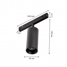 4581-1U, трековый светильник, D45xL145xH130, LEDx10W, 48V, 620LM, 2700-5700K, CRI>90, beam angle:36