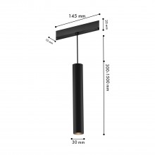 4586-1P, трековый светильник, D30xL145xH1500, LEDx6W, 48V, 350LM, 2700-5700K, CRI>90, beam angle:24