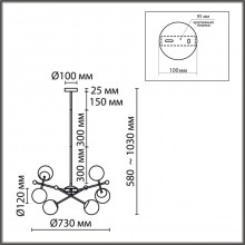 6581/6 MODERNI LN24 черный, золотой/белый металл  /стекло Люстра потолочная E14 6*40W 220V MELODY