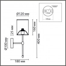 6589/1W CLASSI LN24 хром/белый, металл/текстиль Бра E14 1*40W 220V LATTI