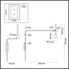 7031/1W HIGHTECH ODL25 Настенный светильник  черн/металл/металл с выкл. IP20 GU10 LED  1*9W  220V IZ