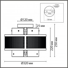 8007/3C MODERNI LN24 черный/черный, золотой металл/металл, стекло Потолочный светильник Е14 3*40W 22