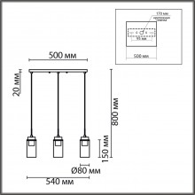 8102/3A COMFI LN25 хром/прозрачный металл/металл Подвес Е14 3*40W 220V ISHA