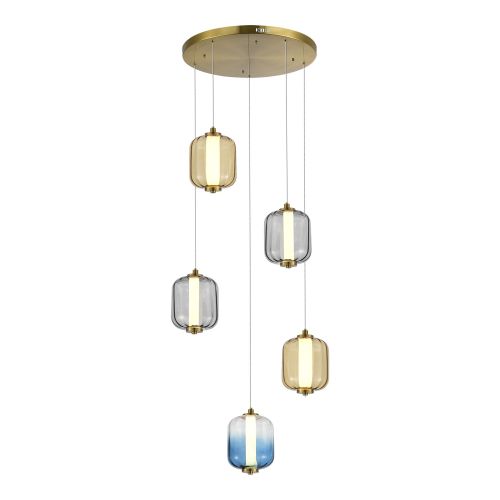 SL1193.303.05 Светильник подвесной ST-Luce Латунь/Янтарный,Дымчатый,Голубой LED 510W 3000K