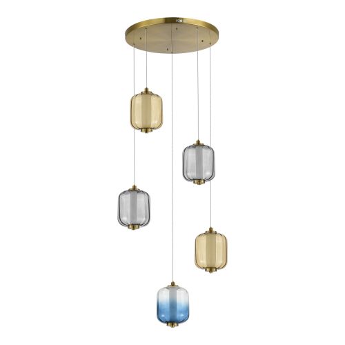 SL1193.303.05 Светильник подвесной ST-Luce Латунь/Янтарный,Дымчатый,Голубой LED 510W 3000K