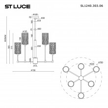 SL1240.303.06 Люстра подвесная ST-Luce Латунь/Дымчатый E27 660W