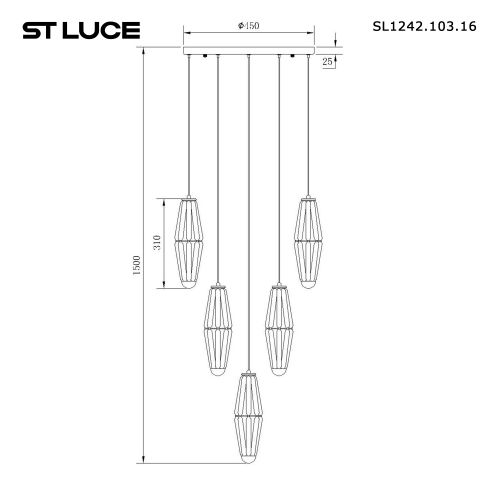 SL1242.103.16 Светильник подвесной ST-Luce Хром/Дымчатый, Молочный G9 165W 4000K