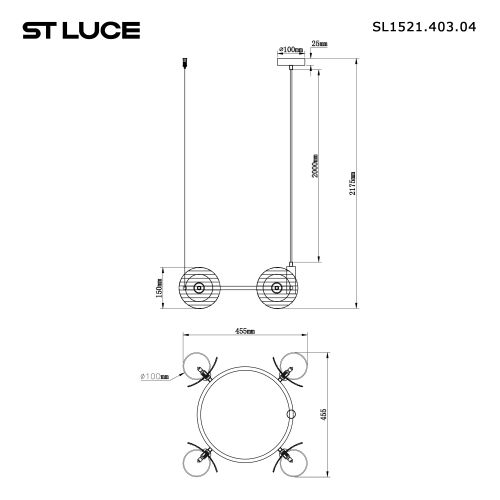 SL1521.403.04 Светильник подвесной ST-Luce Черный/Дымчатый, Белый G9 45W 4000K