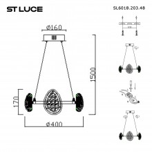 SL6018.203.48 Светильник подвесной ST-Luce Черный/Золотистый LED 148W 4000K