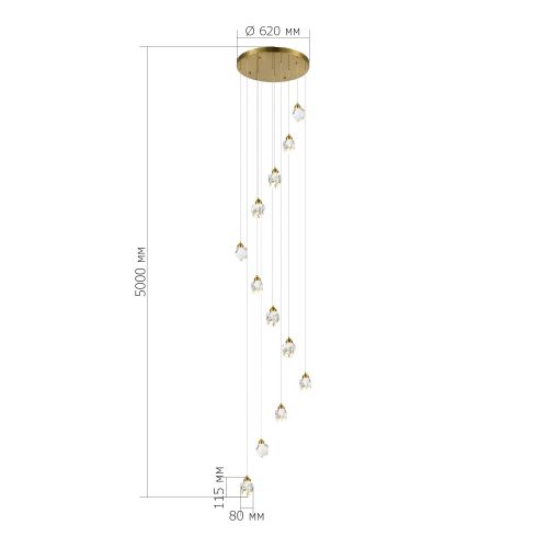 SL6114.203.12 Светильник подвесной ST-Luce Золотистый/Прозрачный LED 123W 3000K