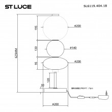 SL6119.404.18 Прикроватная лампа ST-Luce Черный/Дымчато-Серый LED 118W 3000K