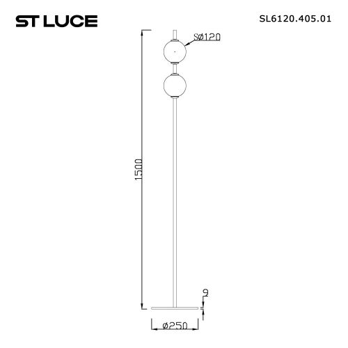 SL6120.405.01 Светильник напольный ST-Luce Черный/Прозрачное кракелированное стекло LED 28,5W 3000K