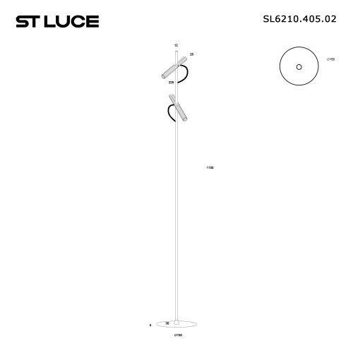SL6210.405.02 Светильник напольный ST-Luce Черный/Черный, Золотистый LED 23W 3000K