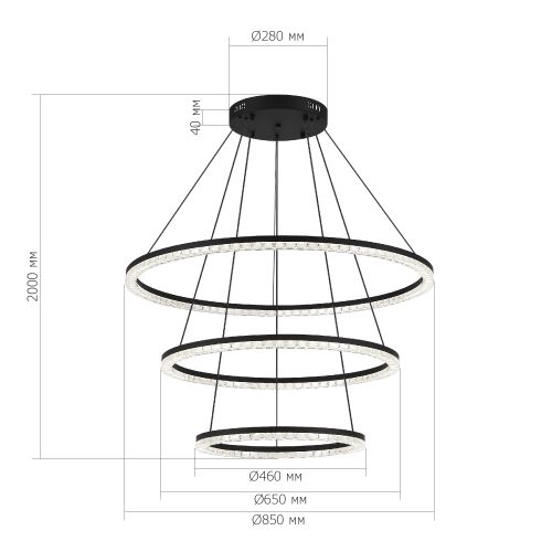 SL1018.403.03 Светильник подвесной ST-Luce черный/прозрачный LED 3*130W 4000K