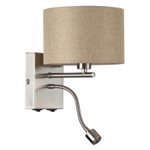 LUMION 8250/2W MODERNI LN25 000  никель/бежевый, металл/текстиль бра Е14 40W+ LED 3W 4000K 220V NIKK